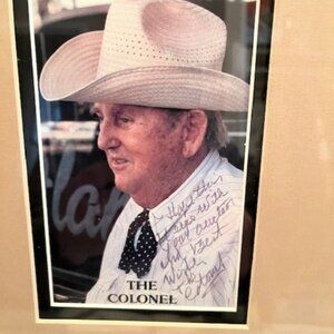 Rare signed & framed Colonel Tom Parker, Elvis manager's signature/personal note